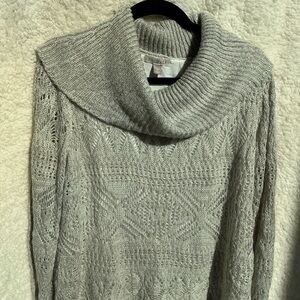 Roz & Ali Light Gray Cowl Neck Sweater